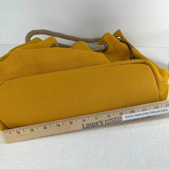 Michael Kors Marina Mustard Yellow Large Canvas Tote Handbag Rope Handle Hobo - Picture 16 of 16